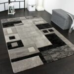 Paco Home Elegante Tappeto Firmato con Bordo A Quadri in Grigio E Nero mélange, Dimensione:80×150 cm