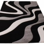 Paco Home Tappeto di Design Motivo Ondulato Orlo Lavorato A Mano nei Colori Nero Grigio Bianco, Dimensione:120×170 cm