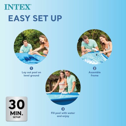 Intex 28272NP - Piscina Fuori Terra Rectangular Frame Rettangolare, 3834 L, Acciaio e PVC, Blu, 300x200x75 cm