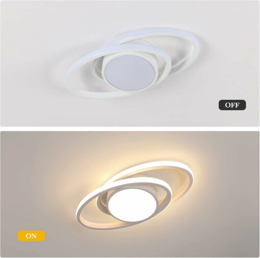 DAXGD Moderna Plafoniera LED, Lampadario led Soffitto 39W 4385lm Pianeti Bianchi per Camera da Letto Cucina Soggiorno, Bianco Caldo 3000K 39CM