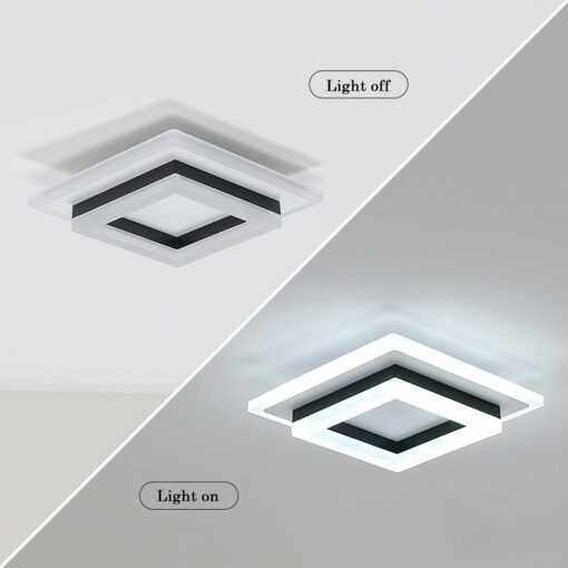 Comely Lampada da soffitto a LED, 24W Plafoniera LED Moderna Quadrata Bianca in Acrilico, Lampadario LED Soffitto per Soggiorno, Bagno, Corridoio,Luce Bianca Fredda 6500K