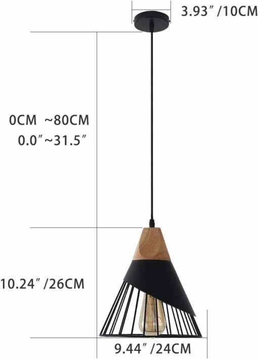 MAXDUYU 2 pezzi Lampade a Sospensione Vintage,Lampade Moderne in metallo in legno Plafoniere industriali,Lampade a Sospensione Paralume E27 Illuminazione per sala da pranzo Cucina