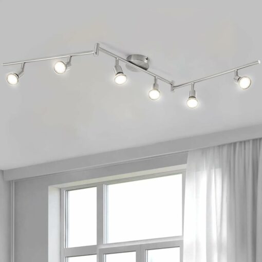 Bojim Faretti LED da Soffitto Orientabili con 6 Faretti, Lampadario da Soffitto Luce Bianco 4000K, con 6 Luci GU10 550LM 6W, Lampadario moderno per Camera letto Salotto Soggiorno Cucina Corridoio