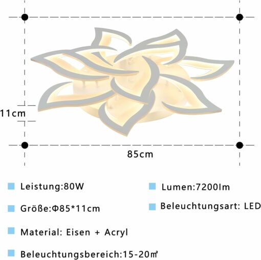 Plafoniera Led soffitto stile Moderno, Dimmerabile Lampadario Camera da letto con Telecomando, 80 W (85 * 11cm)