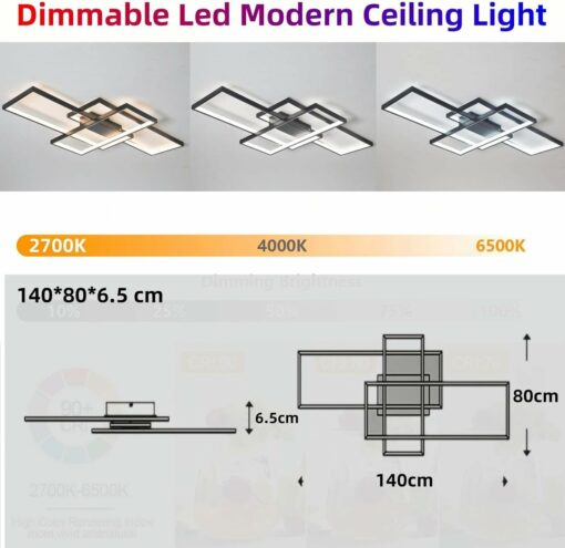 JSZ Plafoniera LED Soffitto Dimmerabile Soggiorno Lamp Moderno Rettangolo Quadrato Designer Lampada a Sospensione con telecomando Cucina acrilica Sala pranzo Ufficio Scala Ufficio Soggiorno Lampadari