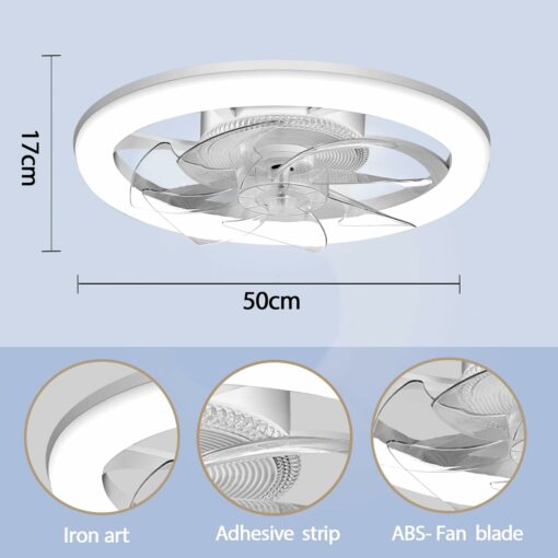 EKDADL Reversibile Ventilatore da Soffitto LED 50CM Dimmerabile Ventilatore a Soffitto con Luce 3 Colori 6 Velocità Silenzioso Lampadario con Ventilatore da Soffitto con Luce