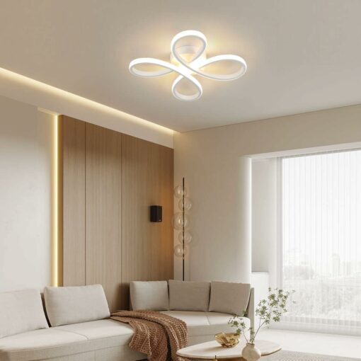 Plafoniera LED Soffitto,30W 3500K Bianco Caldo Lampada da Soffitto Moderna Fiore Design, Acrilico Lampadario LED Soffitto Bianco per Camera da Letto, Soggiorno, Sala da Pranzo, Balcone, Cucina