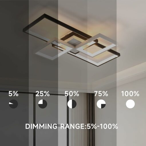 OTREN Plafoniera LED Soffitto Dimmerabile, Moderna Lampadario da Soffitto con Telecomando, Anello Plafoniera per Soggiorno, Camera da letto, Cucina, Sala da Pranzo, Bianco, 3000K-6500K, 65 * 42 * 8CM