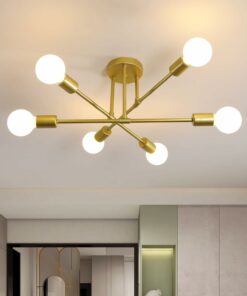 Comely 6 Luci Lampadario Retrò in Metallo Sputnik Industriale Plafoniera E27 Moderno Oro Placcatura in Ottone Lampada da Soffitto Vintage per Soggiorno Camera da Letto Cucina Ristorante