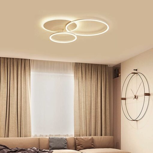 MOUNM Lampadario Camera da Letto, Plafoniera LED Soffitto Dimmerabile 3000K-6000K in Alluminio, 54W 5400lm, per Camera da Letto, Soggiorno, Salone, con Telecomando, Tre cerchi