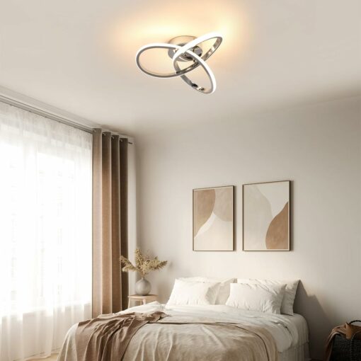 Comely Plafoniera LED Soffitto, Lampadario da Soffitto Moderna 30W 3375LM, Lampada da Soffitto LED Argento Creativo Forma di Fiore per Camera da letto Soggiorno Cucina, Bianco Caldo 3000K Dia 30cm