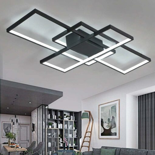 JSZ Plafoniera LED Soffitto Dimmerabile Soggiorno Lamp Moderno Rettangolo Quadrato Designer Lampada a Sospensione con telecomando Cucina acrilica Sala pranzo Ufficio Scala Ufficio Soggiorno Lampadari