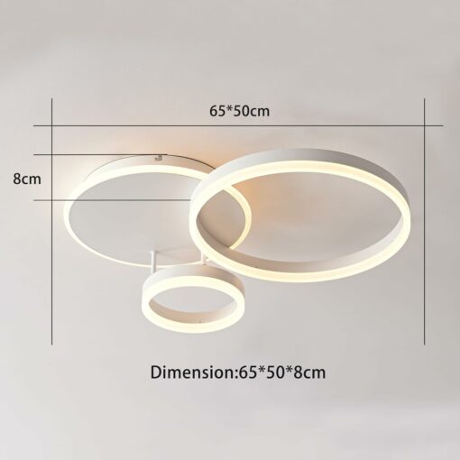 MOUNM Lampadario Camera da Letto, Plafoniera LED Soffitto Dimmerabile 3000K-6000K in Alluminio, 54W 5400lm, per Camera da Letto, Soggiorno, Salone, con Telecomando, Tre cerchi