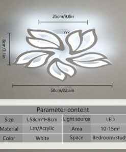 Comely Plafoniera LED Soffitto Dimmerabile, 45W Moderna Lampada da Soffitto con Telecomando, 5 Heads Lampadario a Forma di Petalo per Soggiorno, Camera da Letto, Cucina