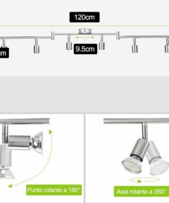 Bojim Faretti LED da Soffitto Orientabili con 6 Faretti, Lampadario da Soffitto Luce Bianco 4000K, con 6 Luci GU10 550LM 6W, Lampadario moderno per Camera letto Salotto Soggiorno Cucina Corridoio