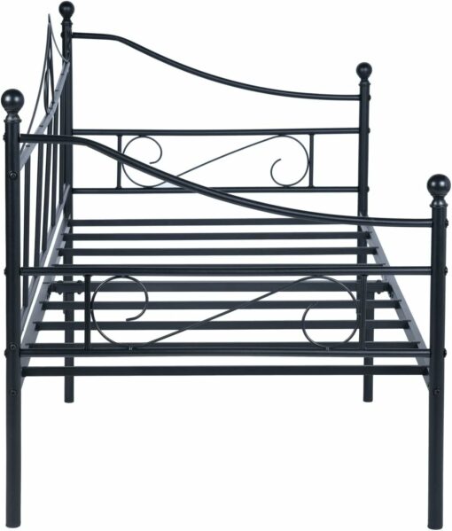 EGGREE Divano Letto Singolo, Struttura Divanetto Letto in Metallo per Adulti, 90 x 190 cm - Nero