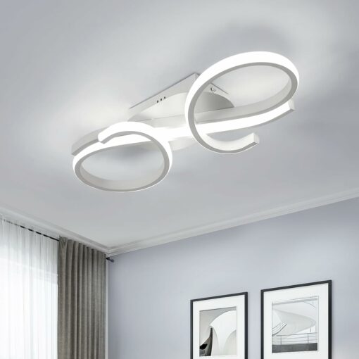 Comely Plafoniera LED, Creativa Forma Geometrica Lampada da Soffitto Bianca, 36W Lampadario LED Soffitto Moderno per Soggiorno, Camera da letto, Ufficio, Cucina e Sala da pranzo, Luce Fredda 6500K