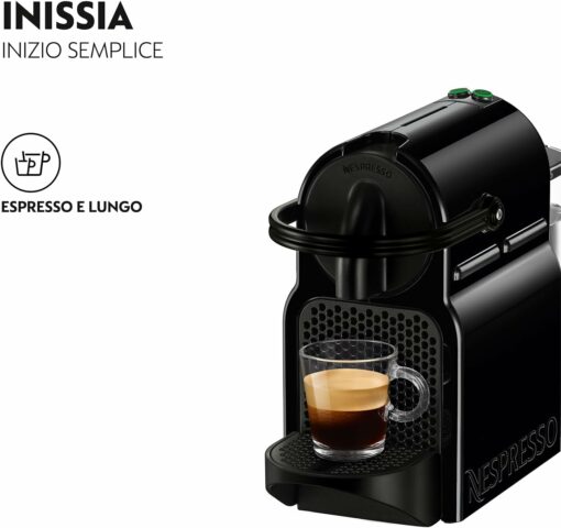 Nespresso Inissia EN80.B, Macchina da caffè di De'Longhi, Sistema Capsule Nespresso, Serbatoio acqua 0.7L, Nero