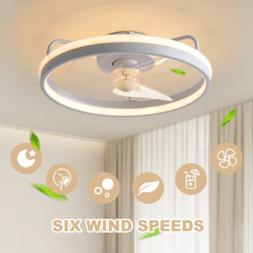 Baerolc Ventilatore da Soffitto con Luce, 40CM Dimmerabile Plafoniera con Ventilatore con Telecomando, 6- Marce Lampadario con ventilatore da soffitto, Temporizzazione ventilatore silenzioso