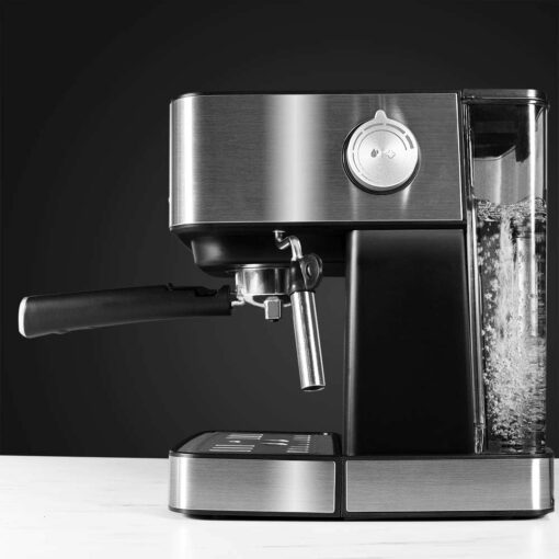 Cecotec Macchina da Caffè Espresso Power Espresso 20 Matic, 850 W, 20 bar, 1,5 l, braccio a doppia uscita, vaporiera, piano scaldatazze, comandi digitali, finiture in acciaio inossidabile