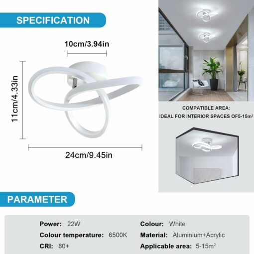 Comely Lampada da Soffitto LED Moderna, 22W 2500lm Creativo Forma di Fiore Plafoniera LED Soffitto, Illuminazione a soffitto per Camera da letto Sala Cucina Bagno Corridoio, Bianco Freddo 6500K