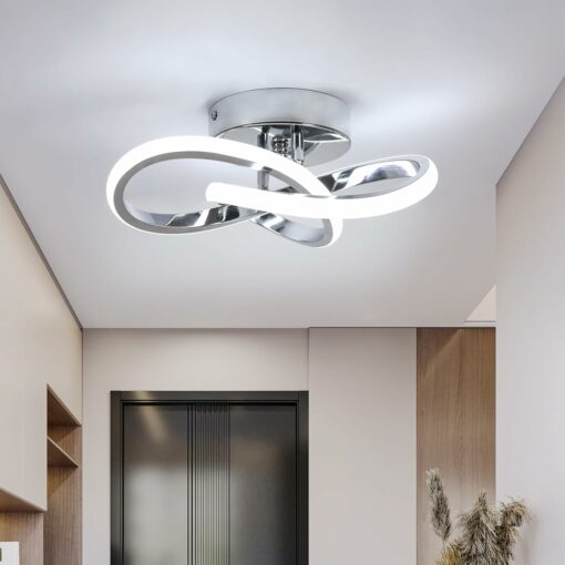 Toolight Plafoniera LED Moderna, 22W 2475LM Lampada da Soffitto Argento Design Fiore, Lampadario LED per Cucina Camera da Letto Corridoio Bagno, Bianco Freddo 6500K, 25CM