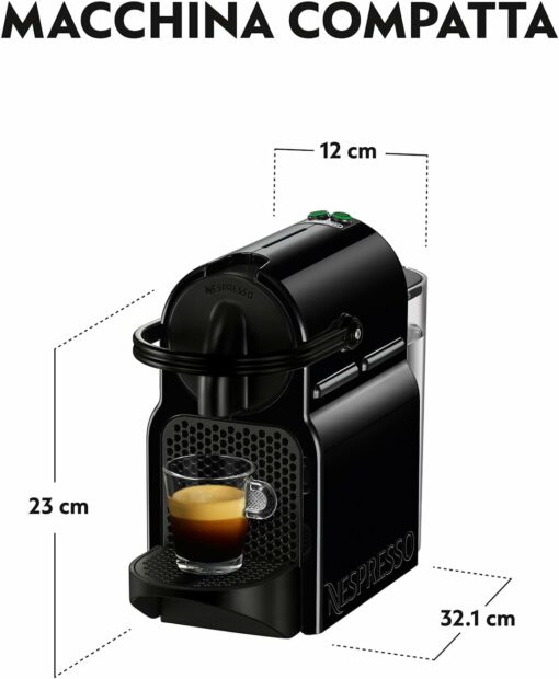 Nespresso Inissia EN80.B, Macchina da caffè di De'Longhi, Sistema Capsule Nespresso, Serbatoio acqua 0.7L, Nero