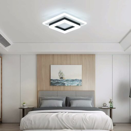 Comely Lampada da soffitto a LED, 24W Plafoniera LED Moderna Quadrata Bianca in Acrilico, Lampadario LED Soffitto per Soggiorno, Bagno, Corridoio,Luce Bianca Fredda 6500K