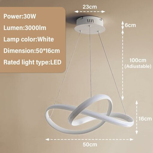 MOUNM Lampadario Soggiorno, Lampada a Sospensione 30W 3000Lumens, Lampadari a LED Dimmerabili 3000K-6000K con Telecomando, Adatto per Sala da Pranzo, Soggiorno, Camera da Letto, Ufficio, ecc.