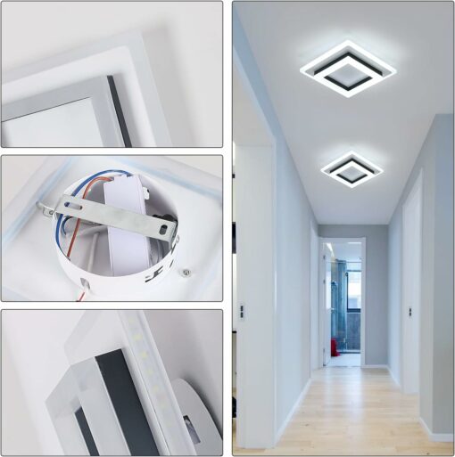 Comely Lampada da soffitto a LED, 24W Plafoniera LED Moderna Quadrata Bianca in Acrilico, Lampadario LED Soffitto per Soggiorno, Bagno, Corridoio,Luce Bianca Fredda 6500K