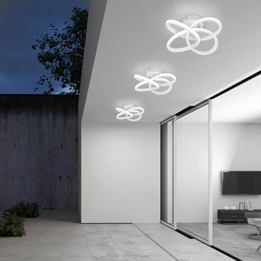 Plafoniera LED,Lampada da Soffitto Moderna 36W 3900lm, Plafoniere Design Fiore,Lampadario acrilico bianca per Soggiorno Cucina Bagno Camera da Letto Corridoio,Luce Bianco Freddo 6000K,Diametro 31cm