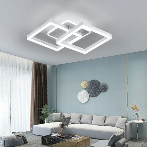 Anten plafoniera led soffitto moderna plafoniera salotto Dimmerabile, 40W 3600LM Lampada da Soffitto, Funzione di Memoria, per Soggiorno, Camera da Letto, Sala da Pranzo, Bianco 65x42x12cm