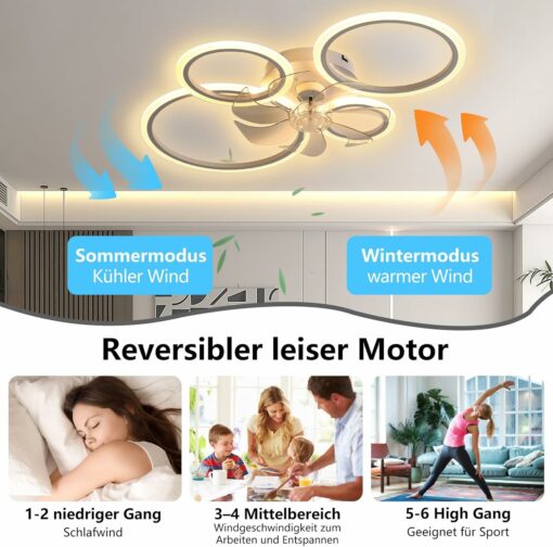 Ventilatore Da Soffitto Con Illuminazione, Plafoniera A LED Con Ventilatore E Telecomando Per App, Plafoniera Dimmerabile Da 96 W, Luce Temporizzata Per Ventilatore Per Soggiorno Camera Da Letto