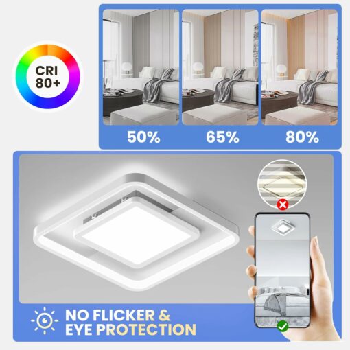 OTREN Plafoniera Led Soffitto Dimmerabile, 30CM Lampadario Camera da Letto con Telecomando, Moderna Luce Led per Soggiorno Cucina Corridoio Ufficio Garage, Quadrata, 30W, 3000LM