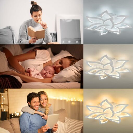 Plafoniera Led soffitto stile Moderno, Dimmerabile Lampadario Camera da letto con Telecomando, 80 W (85 * 11cm)