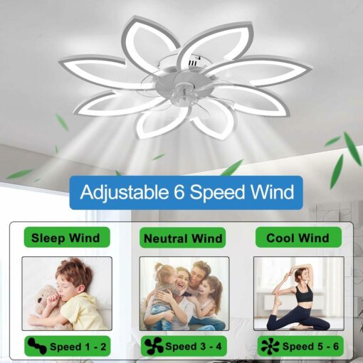 YUNZI Muto Ventilatore da soffitto con Luce con Telecomando, LED Dimmerabile Lampada da soffitto Moderno Illuminazione per Soggiorno Camera da Letto, Regolabile 6 velocità, Nero 90CM