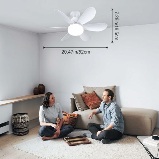 SWBSLL Ventilatore da Soffitto con Luce e Telecomando, Lampadario Ventilatore LED Dimmerabile con Lampada Integrato da 40W E27, 6 Pale, 3 Velocità, Silenzioso, per Soggiorno, Camera da Letto (Bianco)