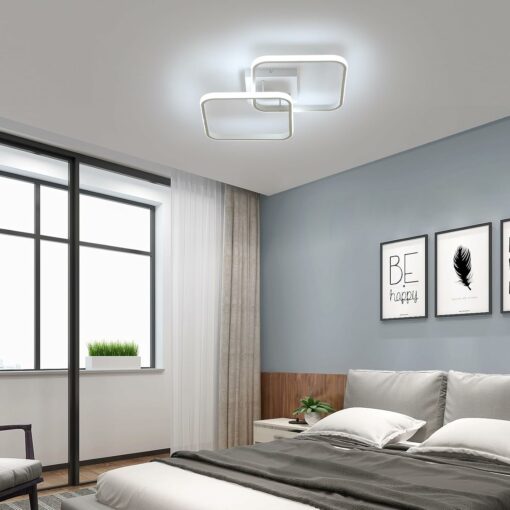 Osairous Plafoniera LED Soffitto 42W 4700LM, Lampada da Soffitto Quadrata Moderna Bianco, Plafoniera in Acrilico per Camera da Letto Soggiorno Cucina Studio Ufficio, 6500K Luce Bianca Fredda, 59CM