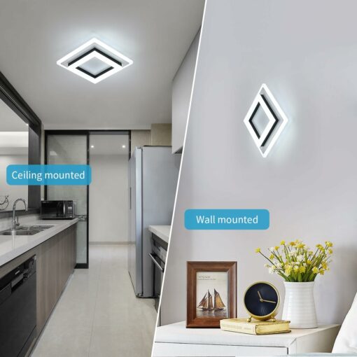 Comely Plafoniera LED Soffitto Moderna, 24W Lampada da Soffitto Quadrata, Lampadario LED Bianco in Acrilico per Camera da letto, Cucina, Corridoio, Luce Bianca Fredda 6500K