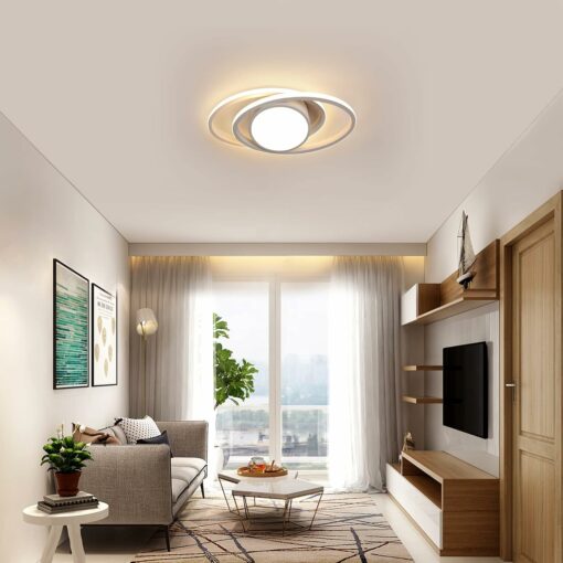 DAXGD Moderna Plafoniera LED, Lampadario led Soffitto 39W 4385lm Pianeti Bianchi per Camera da Letto Cucina Soggiorno, Bianco Caldo 3000K 39CM