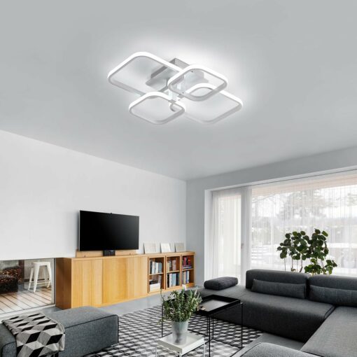 Comely Plafoniera LED Soffitto, 60W Lampadario Moderno, Quadrata Geometrica 4500LM Lampada a per Soggiorno Camera da Letto Cucina Sala Pranzo, Bianca Fredda 6500K, Bianco