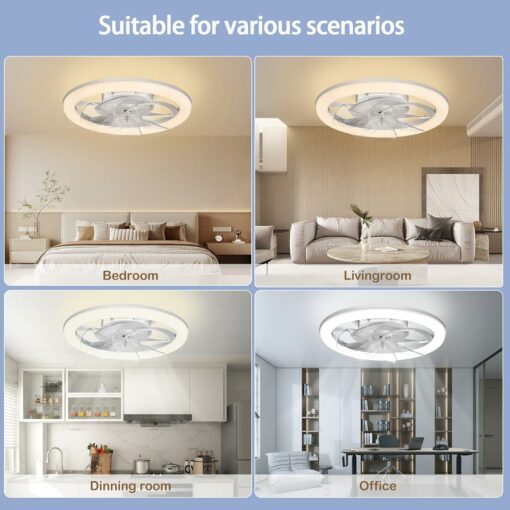 EKDADL Reversibile Ventilatore da Soffitto LED 50CM Dimmerabile Ventilatore a Soffitto con Luce 3 Colori 6 Velocità Silenzioso Lampadario con Ventilatore da Soffitto con Luce