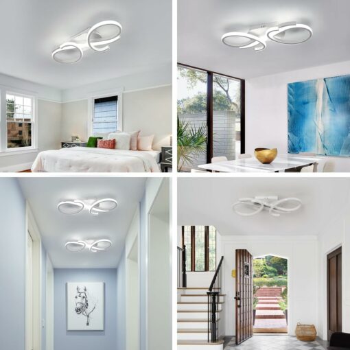 Comely Plafoniera LED, Creativa Forma Geometrica Lampada da Soffitto Bianca, 36W Lampadario LED Soffitto Moderno per Soggiorno, Camera da letto, Ufficio, Cucina e Sala da pranzo, Luce Fredda 6500K