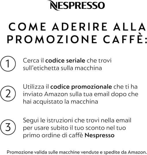 Nespresso Inissia EN80.B, Macchina da caffè di De'Longhi, Sistema Capsule Nespresso, Serbatoio acqua 0.7L, Nero