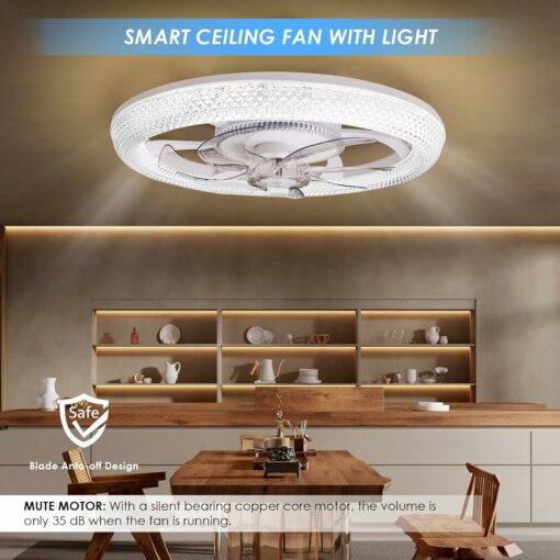 Fan Plafoniera, Ventilatore a soffitto a LED con illuminazione, 3 Temperatura di colore e 6 Velocità Ventilatore a soffitto con lampada, Ventilatore moderno con luce per camera da letto, soggiorno