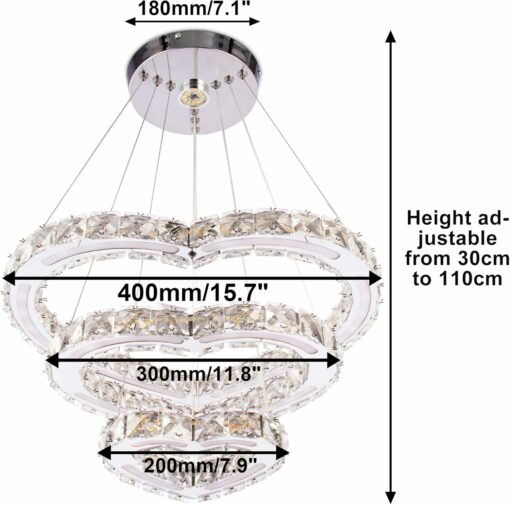 Lampadario moderno a LED lampada a sospensione in cristallo tavolo da pranzo camera da letto sala da pranzo lampada soggiorno lampada da soffitto in cristallo lampada a sospensione (Love234White)