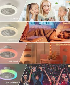 IZOWE RGB Ventilatore da Soffitto 45CM LED Lampadario con Ventilatore Soffitto 3 Velocità Ventilatore da Soffitto con Luce e Telecomando 3 Temperature Ventilatore a Soffitto Camera da Letto Discoteca