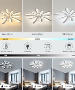 Comely Plafoniera LED Soffitto Dimmerabile, Lampada da Soffitto con Telecomando, 48W 5400LM 3000K~6500K Dia72cm, Acrilico Moderna Plafoniera per Soggiorno Camera da Letto, Bianco