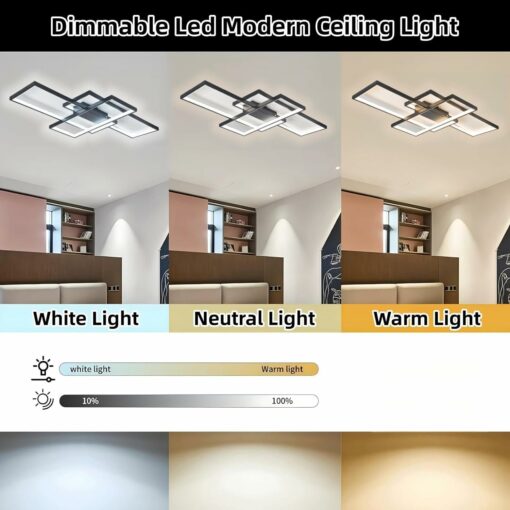 JSZ Plafoniera LED Soffitto Dimmerabile Soggiorno Lamp Moderno Rettangolo Quadrato Designer Lampada a Sospensione con telecomando Cucina acrilica Sala pranzo Ufficio Scala Ufficio Soggiorno Lampadari