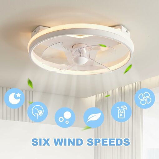 YUEEU 40CM Ventilatore da Soffitto,LED Lampadario Ventilatore da Soffitto Ventilatore Silenzioso Dimmerabile Plafoniera con Ventilatore Telecomando,Bianca Lampada con Timer